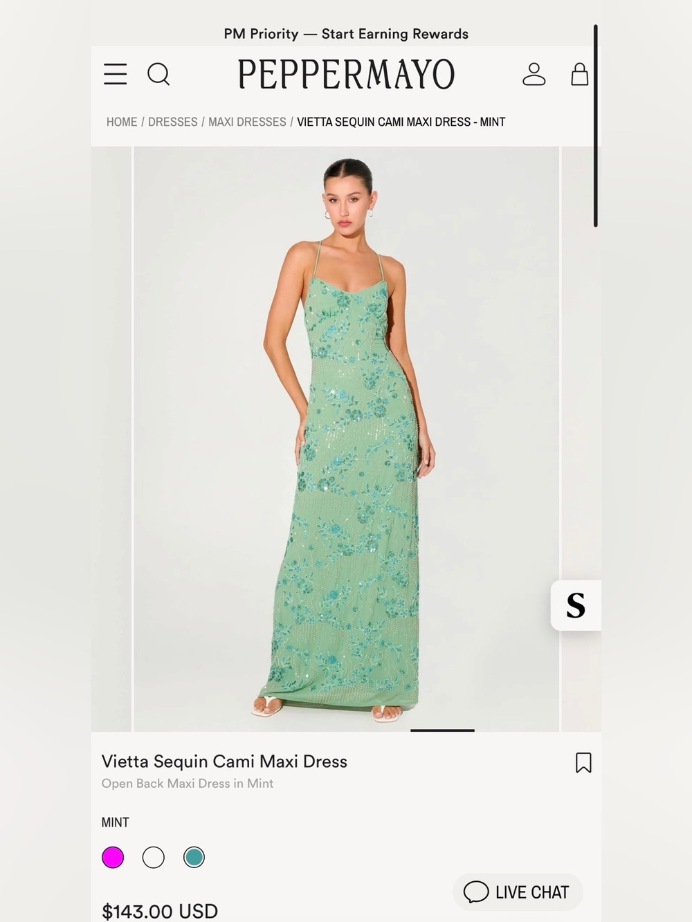 Peppermayo Vietta Sequin Cami Maxi Set — Mint - Picture 1 of 4